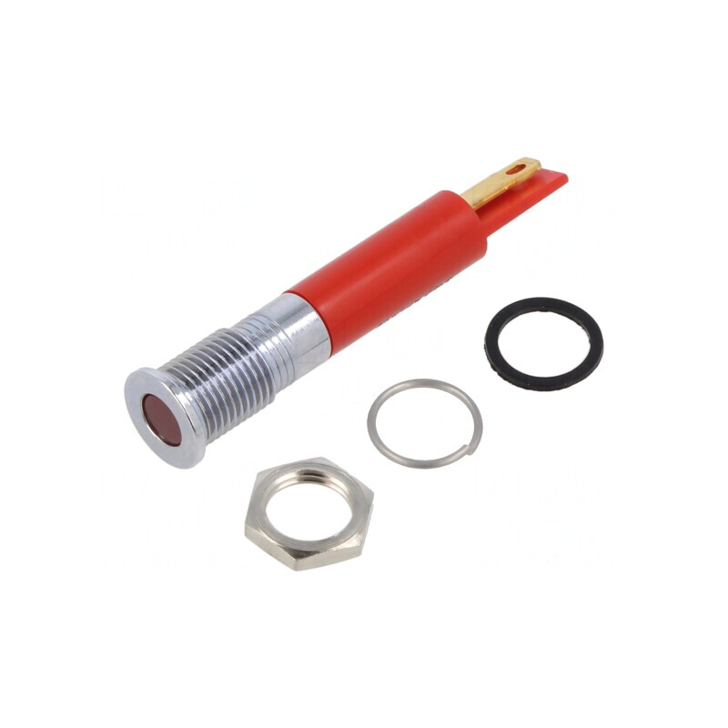 Lampă LED Roșie IP67 Ø8mm Alamă | Electronic-mag.ro | Componente Electronice