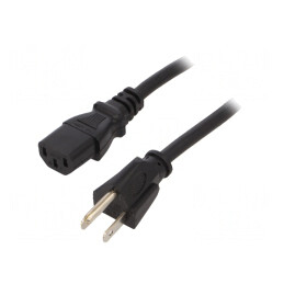 Cablu Alimentare 3x18AWG IEC C13 la NEMA 5-15 2.5m Negru | Electronic-mag.ro | Componente Electronice