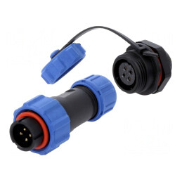 Conector Circular Tată-Mamă 4 PIN 5A IP67 500V Lipire | Electronic-mag.ro | Componente Electronice