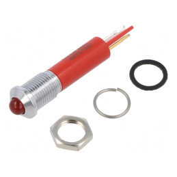 Lampă de control LED roșie IP67 Ø8mm | Electronic-mag.ro | Componente Electronice