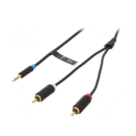 Cablu Audio Jack 3.5mm la RCA x2 8m Aurit Negru | Electronic-mag.ro | Componente Electronice