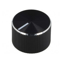 Buton rotativ; cu indicator; aluminiu,plastic; Øax: 6mm; neagră