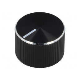 Buton rotativ indicator negru Ø6mm aluminiu plastic | Electronic-mag.ro | Componente Electronice