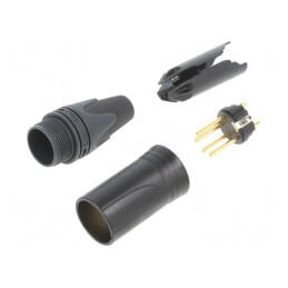 Mufă XLR 4PIN Tată Drept pe Cablu | Electronic-mag.ro | Componente Electronice
