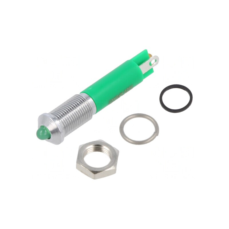 Lampă de control LED verde IP67 Ø6mm alamă | Electronic-mag.ro | Componente Electronice