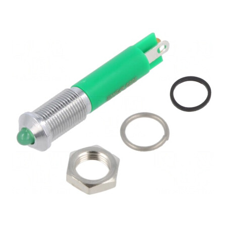 Lampă de control LED verde IP67 Ø6mm alamă | Electronic-mag.ro | Componente Electronice