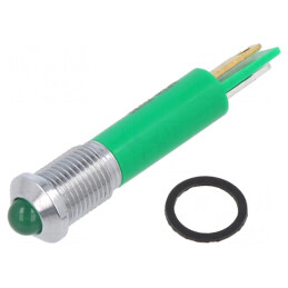 Lampă de control LED verde IP67 Ø8mm alamă | Electronic-mag.ro | Componente Electronice