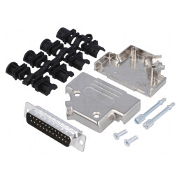 Conector D-Sub 25 PIN mufă tată unghi 45° lipire pe cablu | Electronic-mag.ro | Componente Electronice