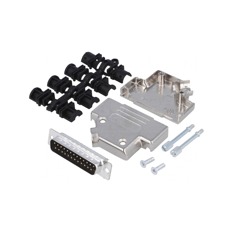 Conector D-Sub 25 PIN mufă tată unghi 45° lipire pe cablu | Electronic-mag.ro | Componente Electronice