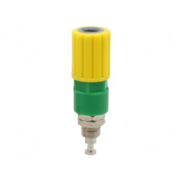Soclu banană 4mm galben-verde 36A nichelat | Electronic-mag.ro | Componente Electronice