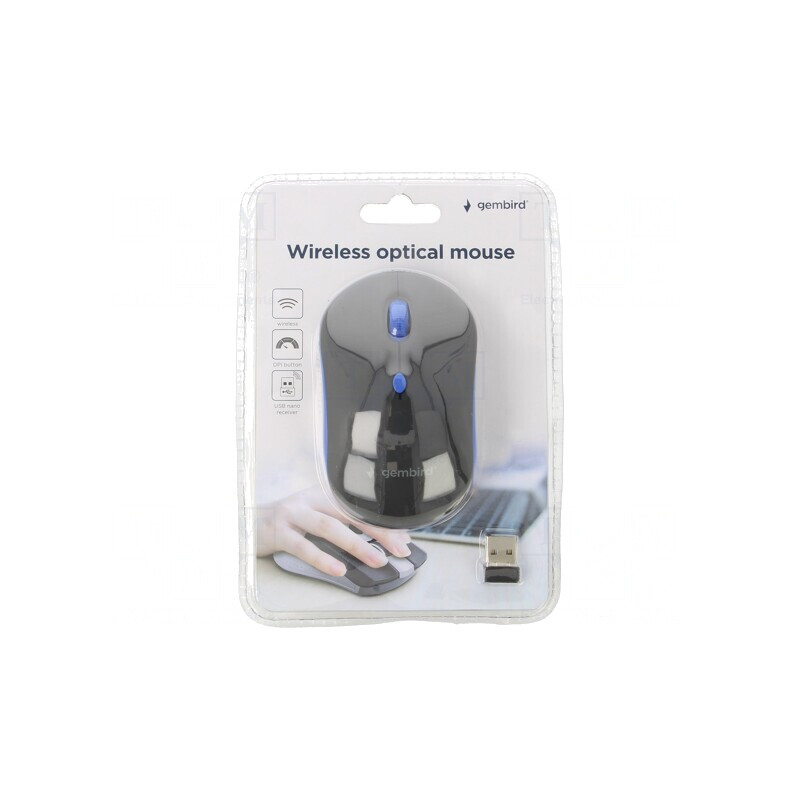 Mouse optic wireless USB A 10m 4 butoane negru/albastru | Electronic-mag.ro | Componente Electronice