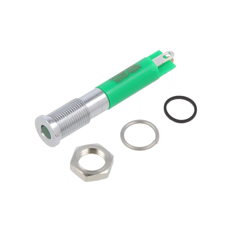 Lampa LED verde Ø6mm IP67 alamă | Electronic-mag.ro | Componente Electronice