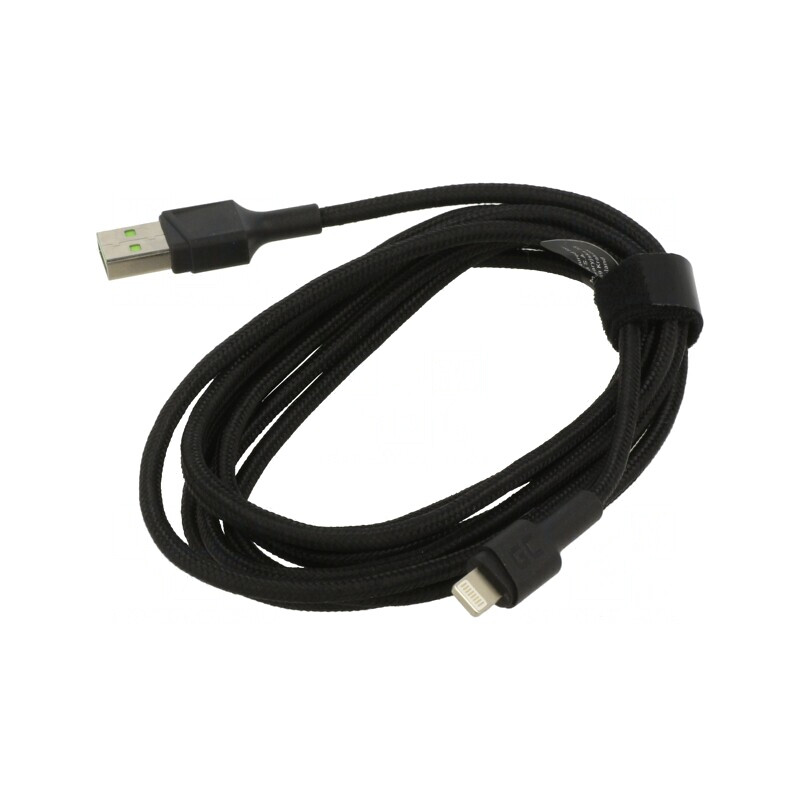 Cablu USB Lightning 2m Negru 2.4A | Electronic-mag.ro | Componente Electronice