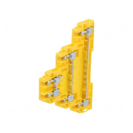 Conector pentru șine 0,5-4mm2 cu 3 piste și 6 borne, galbenă, TS35 | Electronic-mag.ro | Componente Electronice