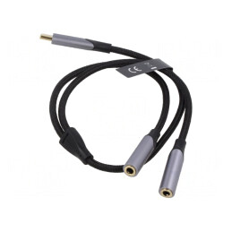 Cablu Audio Jack 3.5mm x2 la USB C Aurit 0.3m Negru | Electronic-mag.ro | Componente Electronice