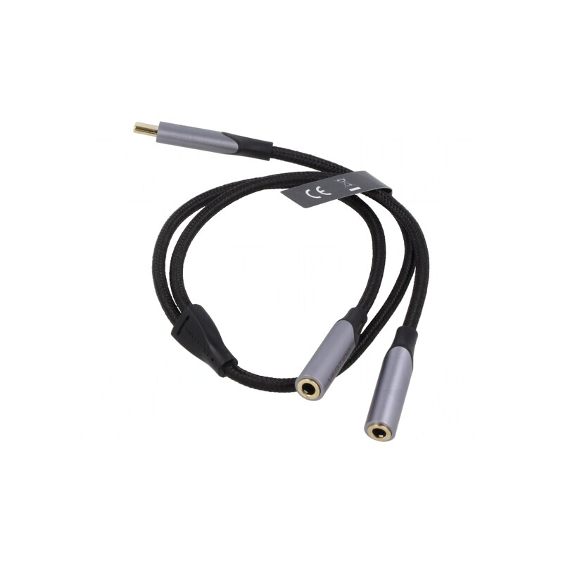 Cablu Audio Jack 3.5mm x2 la USB C Aurit 0.3m Negru | Electronic-mag.ro | Componente Electronice