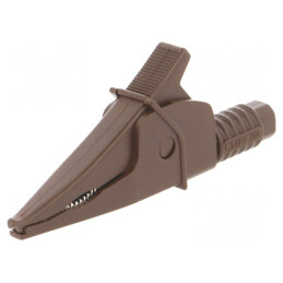 Bornă crocodil maro 20A 39mm 1kV 4mm | Electronic-mag.ro | Componente Electronice