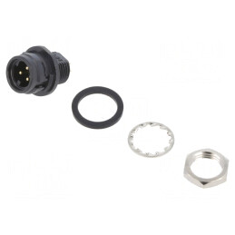 Conector Circular HR30 Push-Pull Soclu 3 PIN Aurit | Electronic-mag.ro | Componente Electronice