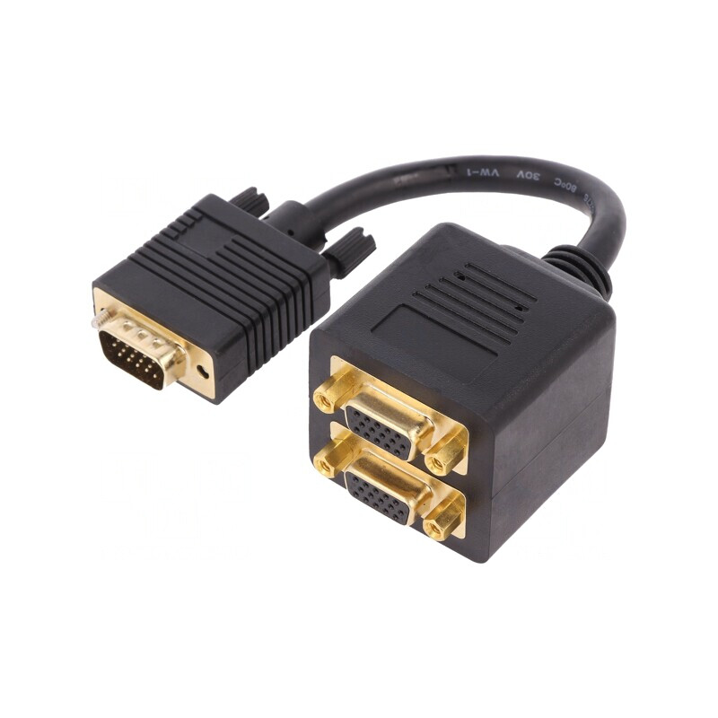 Cablu D-Sub 15pin HD dublu negru | Electronic-mag.ro | Componente Electronice