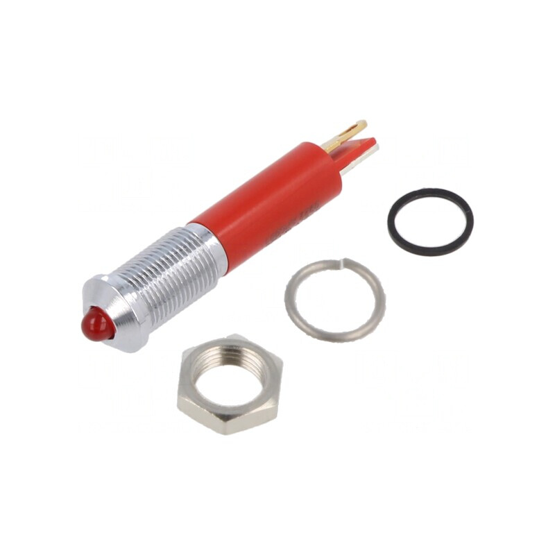 Lampă de Control LED Convex Roșie 6mm IP67 Alamă 3mm | Electronic-mag.ro | Componente Electronice