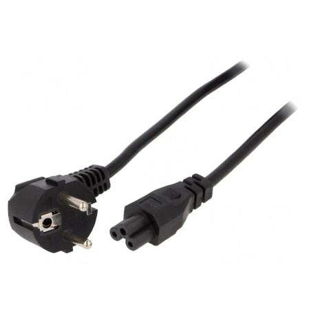 Cablu Alimentare 3x1mm2 ștecher unghiular IEC C5 PVC | Electronic-mag.ro | Componente Electronice