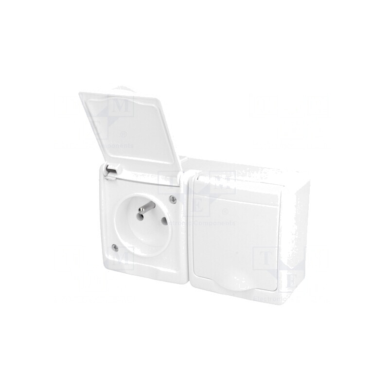 Conector alimentare AC 250VAC 16A alb mural  | Electronic-mag.ro | Componente Electronice