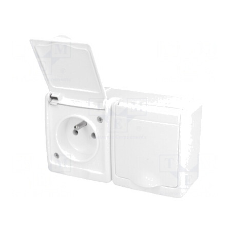 Conector alimentare AC 250VAC 16A alb mural  | Electronic-mag.ro | Componente Electronice