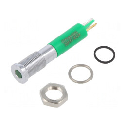 Lampă LED verde plată Ø6mm IP67 alamă Ø3mm | Electronic-mag.ro | Componente Electronice