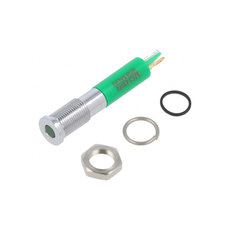 Lampă LED verde plată Ø6mm IP67 alamă Ø3mm | Electronic-mag.ro | Componente Electronice