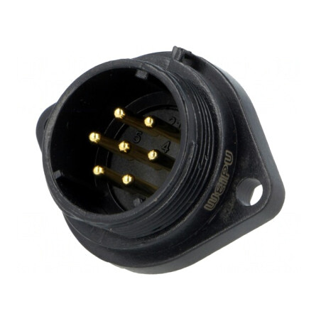 Soclu SP21 Tată 7 PIN IP68 15A 500V Lipire | Electronic-mag.ro | Componente Electronice