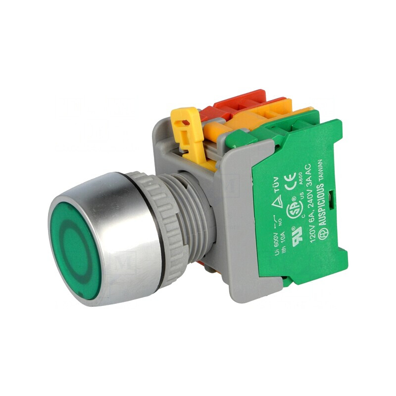 Comutator cu apăsare 22mm 2 NC NO | Electronic-mag.ro | Componente Electronice