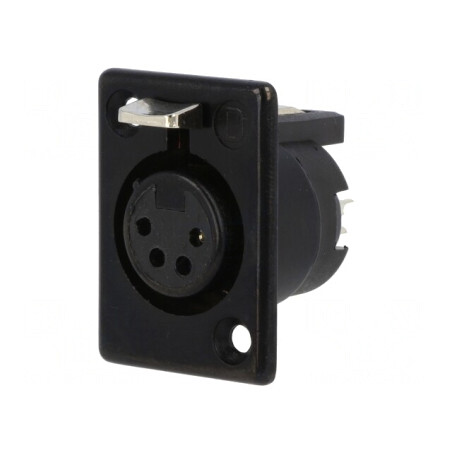 Soclu XLR Mamă 4 PIN Drept Lipire 50V | Electronic-mag.ro | Componente Electronice