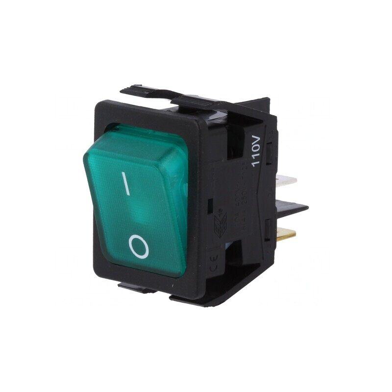 Comutator Bascule ON-OFF 16A 250V Verde Neon | Electronic-mag.ro | Componente Electronice