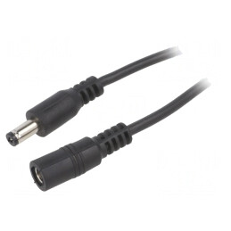 Cablu DC 2x0,5mm2 cu Mufă și Soclu Drept Negru