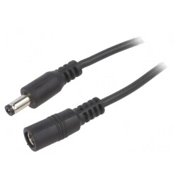 Cablu DC 2x0,5mm2 cu Mufă și Soclu Drept Negru | Electronic-mag.ro | Componente Electronice