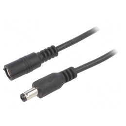 Cablu Negru 2x0,5mm2 DC 5,5/2,5 Mufă și Soclu Drept | Electronic-mag.ro | Componente Electronice