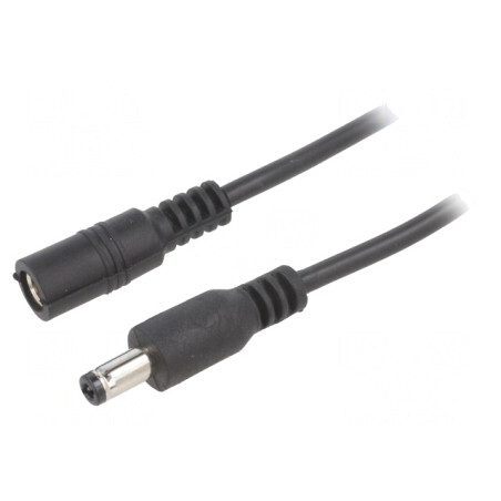 Cablu Negru 2x0,5mm2 DC 5,5/2,5 Mufă și Soclu Drept | Electronic-mag.ro | Componente Electronice