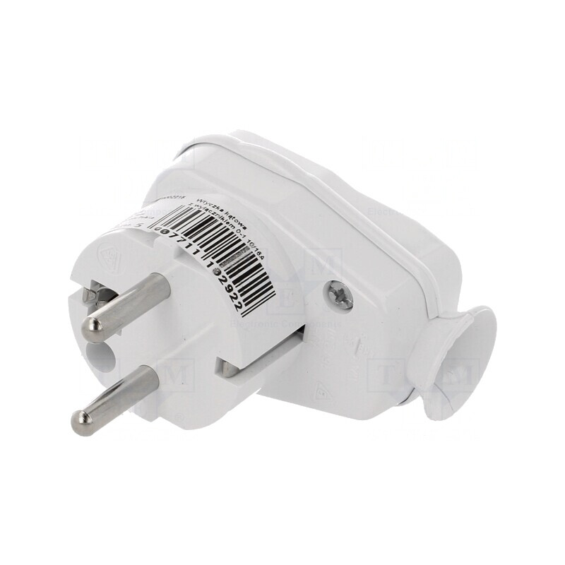 Conector Alimentare AC Tată 2P PE 250V 16A Alb | Electronic-mag.ro | Componente Electronice