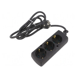 Prelungitor electric 3 prize Schuko PVC negru 3x1,5mm2 | Electronic-mag.ro | Componente Electronice
