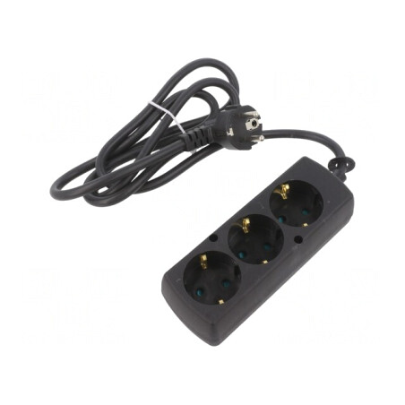 Prelungitor electric 3 prize Schuko PVC negru 3x1,5mm2 | Electronic-mag.ro | Componente Electronice