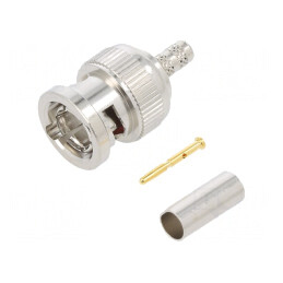 Mufă BNC Tată Drept 75Ω Crimpat Aurit pentru Cablu PTFE | Electronic-mag.ro | Componente Electronice
