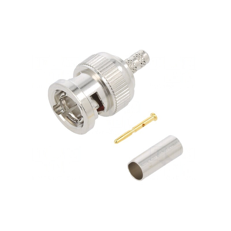 Mufă BNC Tată Drept 75Ω Crimpat Aurit pentru Cablu PTFE | Electronic-mag.ro | Componente Electronice