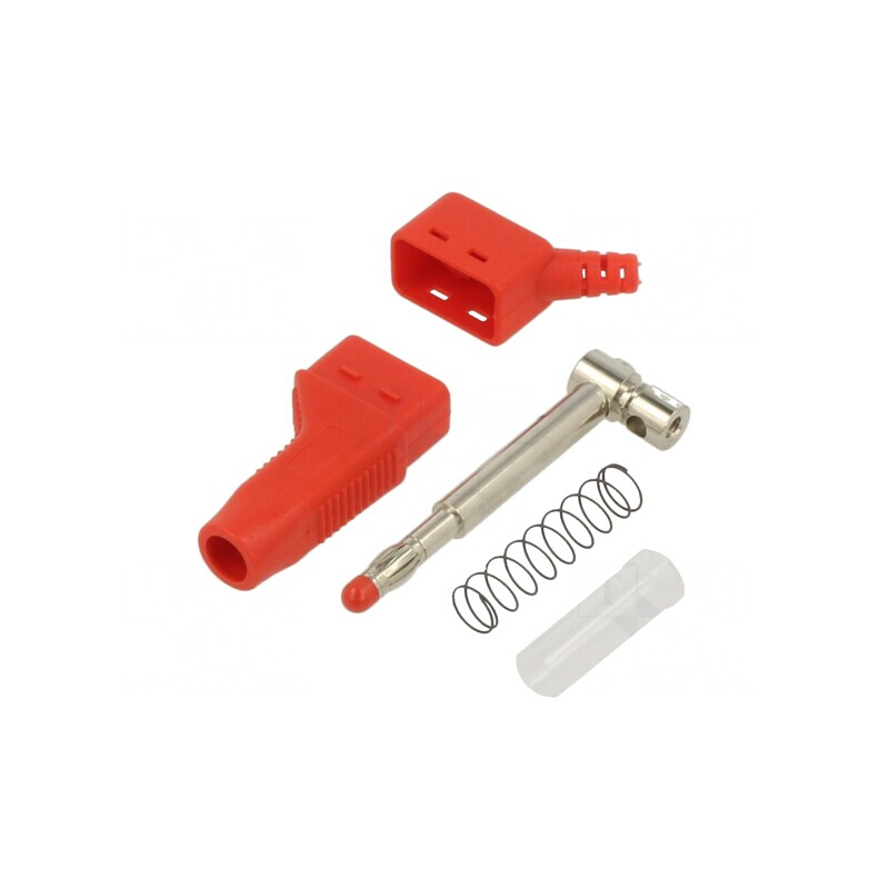 Mufă banană 4mm roșie 32A 30VAC 60VDC | Electronic-mag.ro | Componente Electronice