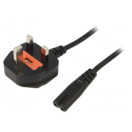 Cablu Alimentare 1.8m Negru 2x0.75mm2 BS 1363 la IEC C7 | Electronic-mag.ro | Componente Electronice