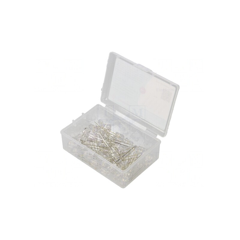Set 50 LED-uri THT 5mm Alb Rece 3-15V 7,5mA cu Cutie Plastic | Electronic-mag.ro | Componente Electronice Set 50 LED-uri THT 5mm Alb Rece 3-15V 7,5mA cu Cutie Plastic | Electronic-mag.ro | Componente Electronice