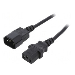 Cablu de Alimentare 3m IEC C13 la C14 Negru | Electronic-mag.ro | Componente Electronice