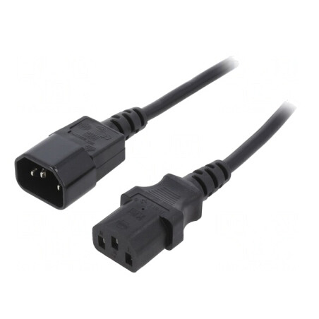 Cablu de Alimentare 3m IEC C13 la C14 Negru | Electronic-mag.ro | Componente Electronice
