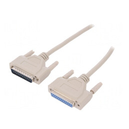 Cablu D-Sub 25 pini soclu-mufă 3m bej | Electronic-mag.ro | Componente Electronice