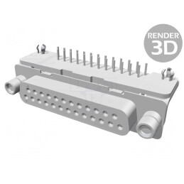 Conector D-Sub 25P Soclu Mamă 90° THT UNC 4-40 | Electronic-mag.ro | Componente Electronice