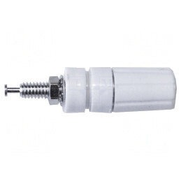 Soclu Banană Albă Nichelat 4mm 15A 2,5kV 50÷115°C | Electronic-mag.ro | Componente Electronice